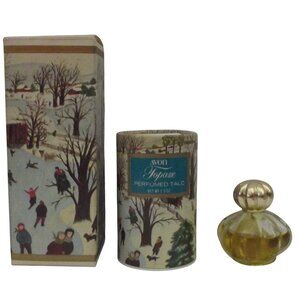Avon Topaze Minuette Duet 0.5 oz Cologne (over half full) & Talc in box
